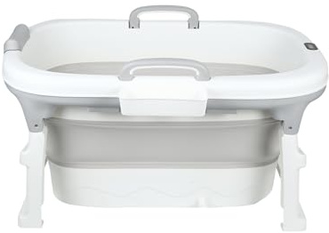 Baañera de Bébé + Plegable y Antideslizante – Diseño Ergonómico y Seguro – Tina Portátil para Recién Nacido – Ducha Compacta para Bebé Pequeño – 99 * 62 * 52,9 cm (gris)
