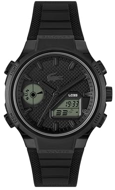 Lacoste Reloj de Cuarzo Multifuncional Analógico-Digital para Hombre Colección LC33 con Correa de Silicona Negra - 2011447