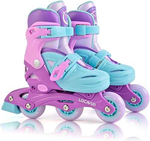 Locavun Inline Skates para niños 4 tallas ajustables para niñas talla 26-29 29-34 30-35 con ruedas PU 82A Rollerskates