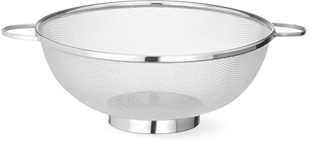 HENDI Passoire de Cuisine Ronde ø31cm, Égouttoir à Maille Fine en Acier Inoxydable avec Base et 2 Poignées, Tamis pour Pâtes, Nouilles, Fruits, Légumes et Salades, Hauteur 12,6cm