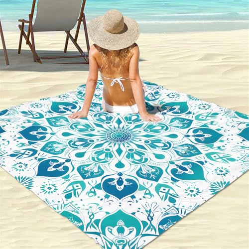 DOTBUY-SHOP Stranddecke Groß, Stranddecke Sandfrei, Picknickdecke Wasserdicht, Faltbar Strandmatte, Schnelltrocknend Outdoor Picknickmatte für Wandern und Camping (Klassisches Grün,200x200cm)