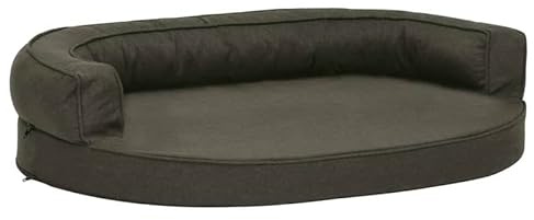 Elegans hundmadrass 75 x 53 cm – ergonomisk hundbädd med linneutseende i mörkgrå – bekväm sovplats för hundar – perfekt för lägenhet och hus