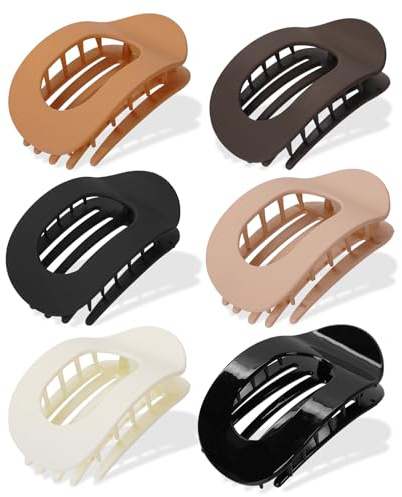 Lot de 6 pinces à cheveux plates pour femme - Grande pince à cheveux plate - Maintien solide - Pour cheveux fins et épais