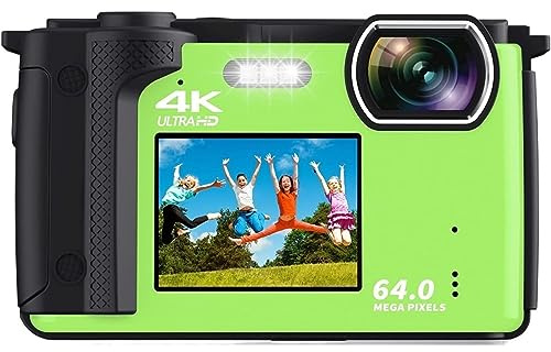 ZGJIAJU Videocamera Selfie A Doppio Schermo Fotocamera Digitale da 64 MP for La Fotografia Videocamera da 2 2,8 WiFi 4K Vlog Webcam for Lo Streaming Live(No TF Card,with Extra Battery-01)