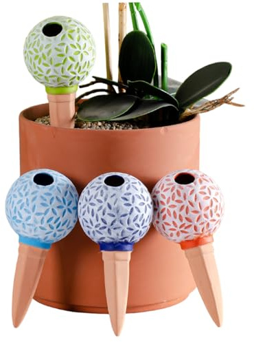 Muzrunq Pointes d'arrosage en Terre Cuite, 4 pièces, Mignonnes, Auto-arrosantes, 185 ML, réutilisables, décoratives, pour Plantes en Pot d'intérieur et 'extérieur