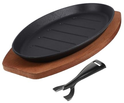 Zerodeko Plaque à Steak Fonte Avec Surface Antiadhésive Pour Cuisson Intérieure Poêle Teppanyaki Et Fajita Polyvalente Répartition Uniforme Chaleur Pour Barbecue Et Grillades Western
