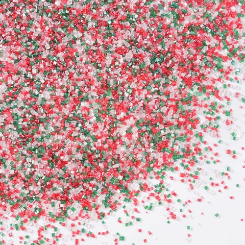 Sujoygar Rot Grüne Weiße Streusel Weihnachten Tortendeko, Essbare Backfeste Zuckerstreusel, zum Verzieren von Torten, Cupcakes Deko, für Christmas Hochzeiten Geburtstage