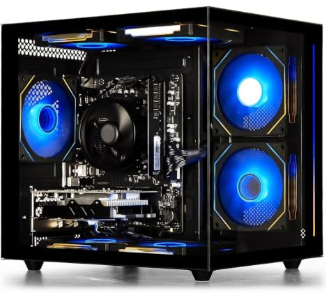 suevery Prebuilt Gaming Desktop Computer 16G Memory 512G SSD Ryzen5 6Cores 3.6G Up to 4.1G 4G Graphics Card WiFi 6 Bundle Gamer Tower Streaming PC (Black, Ryzen5-16G-512G-RX560 4G)