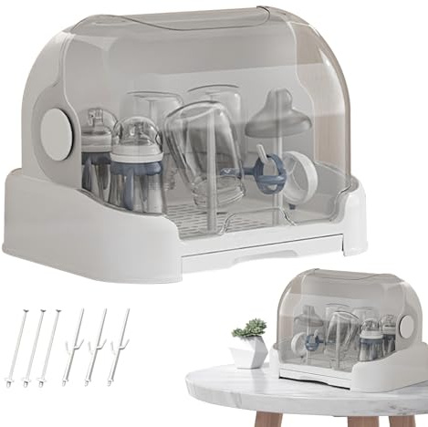 Trockenständer Für Babyflaschen - Aufbewahrungsbox Mit Deckel Für Flaschen | Staubdichte Behälter für Milchpumpen Küche Vorratsschrank Arbeitsplatte Badezimmer Schlafzimmer Büro Kita Zuhause Schrank