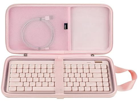 Housse de Transport pour claviers Slim Geekria, Compatible avec Nuphy Air75 V3, Logitech MX Mechanical Mini, MelGeek O2, LOFREE Flow84/Flow Lite 84, Sac de Voyage à Coque Rigide 84 Touches (Rose)