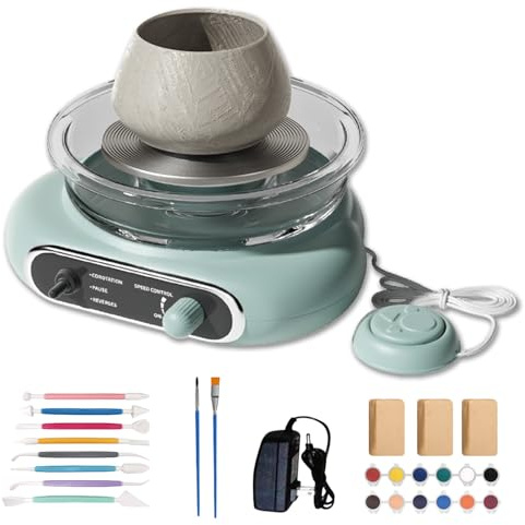 Mini-Töpferscheiben-Set, Töpferscheibe Elektrisch 12CM Drehteller, Einstellbarer Geschwindigkeitm 200r/Min, Elektrische Tonscheibe Mit Fußpedal, Mini Electric Pottery Wheel, Mini Töpferscheibe Für DIY