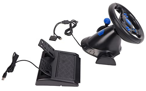 Xiuganpo Multifunktionales Gaming-Lenkrad mit Pedalen, Dual-Vibration, 180-Grad-Drehung für PC, 3, ABS-Material-Rennrad