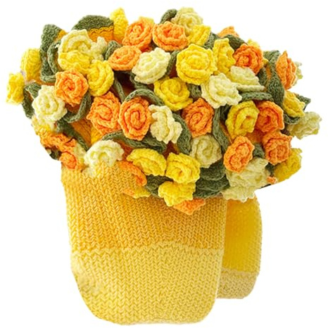 Couverture Bouquet de Roses 120 cm, Couverture de Bouquet de Fleurs au Crochet Finie, Roses Couvertures de Fleurs Faite à La Main, Cadeau d'anniversaire pour Maman, Fille, Petite Amie (Jaune, 160cm)