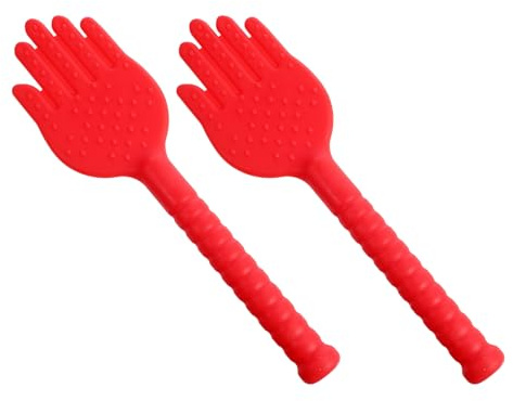 UTHCLO Masajeador Muscular de Silicona Rojo 2 Piezas para Masaje de Mano y Espalda, Herramienta Fácil de Limpiar Que Alivia la Fatiga Muscular