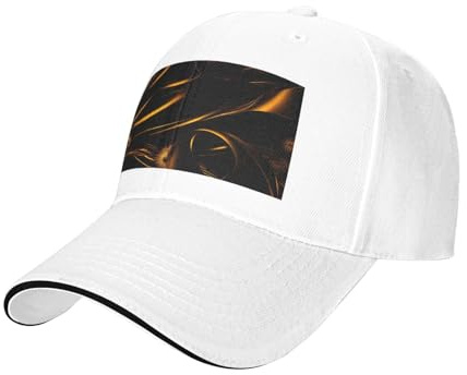 AYYQWE Gorra de béisbol unisex ajustable y transpirable con estampado de fondo negro y dorado, banda para el sudor, para viajes al aire libre