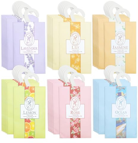 24 Pcs Duftsäckchen Kleiderschrank Kuschelweich Duftkissen Kleiderschrank Duft Schrankduft Schrank Duft Geeignet für Küchenschränke Badezimmer Lavendel Jasmin Zitrone Ozean Rose Lilie