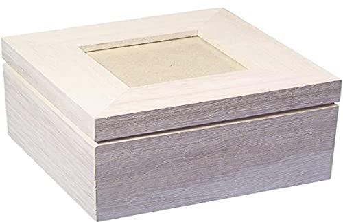 Rayher 62264000 legno - scatola con foto coperchio FSC Mix Credit, 12 x 12 x 8,2 cm