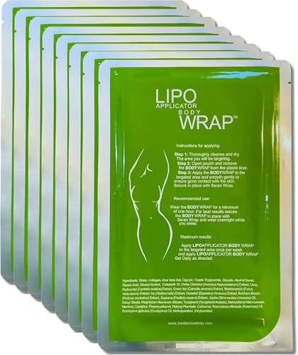 Lipo Applicator Ultimate Kroppsinpackning - Grönt Te, Guarana & Seaweed Wraps | Anticellulitlindningar För Att Dra Åt Och Konturera Mage, Midja, Ben, Armar Och Mage (8 WRAPS)