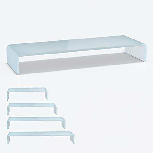 bijon TV Aufsatz Glas Bildschirm-Erhöhung | PC Monitor-Erhöhung, Schreibtisch-Aufsatz für Laptop Erhöhung, Monitor-Erhöhung | (B/T/H) 900x300x130mm - superweiß
