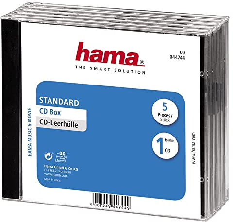 Hama CD Jewel Case | Pack of 5 | Transparent/Black