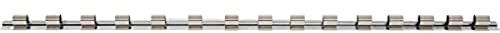 BGS 2540 | Aufsteckschiene mit 15 Clips | 12,5 mm (1/2) | Klemmleiste | Nusshalter | Aufsteckleiste | Steckschlüssel-Organizer