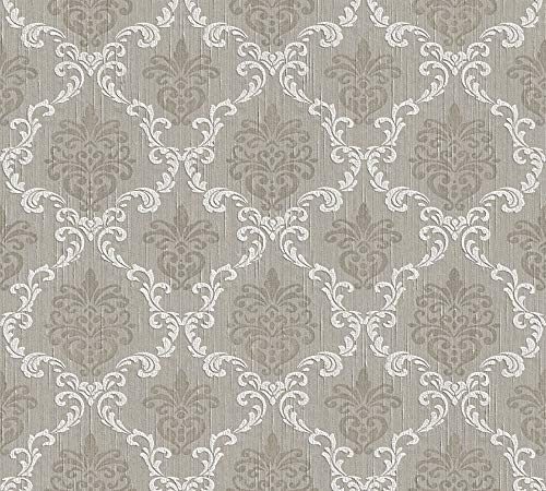 A.S. Création Architects Paper Textiltapete Tessuto Tapete mit Ornamenten barock 10,05 m x 0,53 m beige grau Made in Germany 956296 95629-6