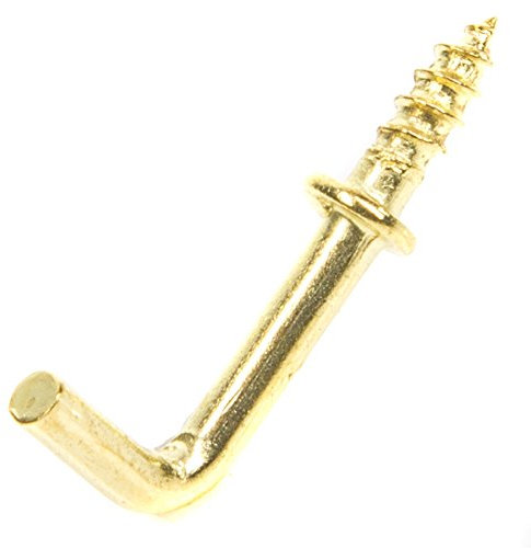 100x Brass Dresser Hooks - Small 13mm L Square Shoulder Screw Key Wall Hangers