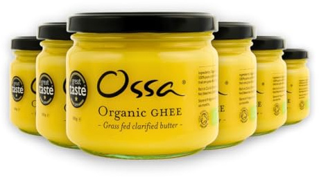 Ossa Organic Ghee for Cooking - Grass Fed Clarified Butter [6 Pack] | Includes 6 jars of organic grass fed clarified butter made from British cows for everyday cooking and baking.