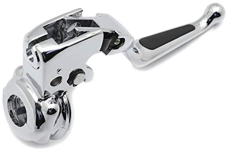 HTTMT- Chrome Vinyl Leather Clutch Lever w/Mount Bracket Compatible With Softail 08-14/ Dyna Fat Bob [P/N: MT436-006-CD]