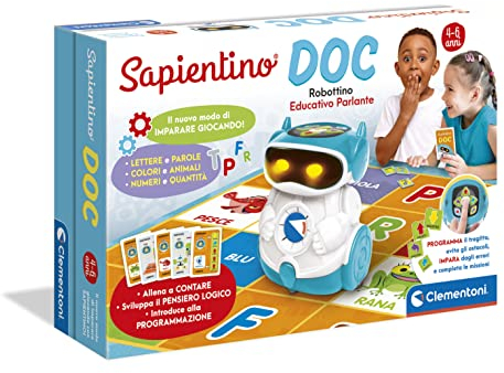 Clementoni Sapientino - Doc Robot - Coding e Programmazione, Robottino Educativo e Interattivo (in Italiano) per Bambini 5 Anni - 17698