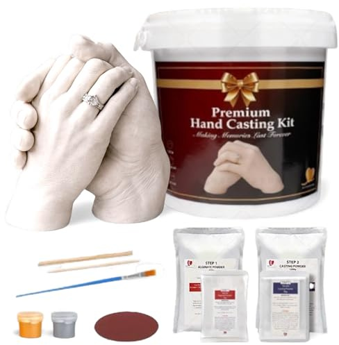 Just Love Boutique 3D Hand Casting Kit Couple Gift Set with 2 Paints and Practice Kit| Personalised Gifts for Couples|Family Hand Moulding Kit|Craft Activity for Adults