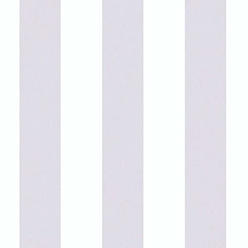 Papier peint à rayures gris & blanc | Tapisserie chambre bébé à rayures blanche & violettes intissée | Papier peint chambre enfant lavable