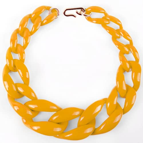 Damen Boho Klobige Acryl-Gliederkette Fashion Statement Handmade Cuban Chain Collar Schmuck Halskette Kleider Pullover ZubehöR