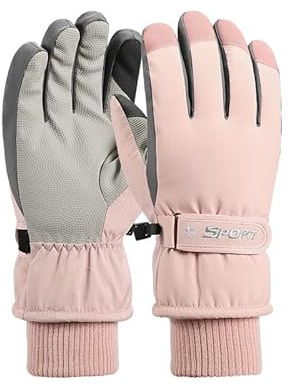 OneCut Skihandschuhe Damen, Touchscreen Winterhandschuhe mit Fleece Warm Winddicht Thermohandschuhe für Skifahren Snowboarden Laufen Radfahren Wandern Wintersport (Pink)