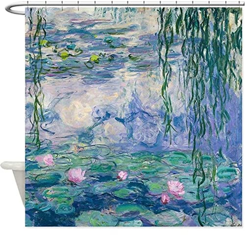 Design Seerosen Garten Duschvorhänge Claude Monet Art Dekorativer Stoff Bedruckter Duschvorhang Badezimmer Dekor Duschvorhang 180x180cm