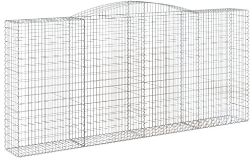 vidaXL 2x Arched Gabion Basket Cage Mesh Wire Stone Basket Outdoor Spiral Retaining Wall Planter Gardens 400x50x180/200 cm Galvanised Iron