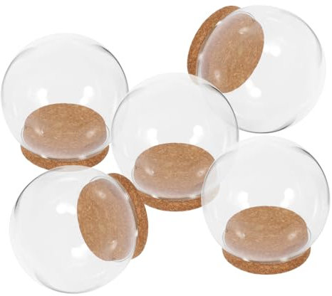 DECHOUS 5pièces Coffret De Caches Verre Transparent pour Fleurs Éternelles avec Couvercle Liège Décoration Élégante pour Bureau Et Maison