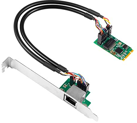 Tweovnai Adaptateur RéSeau Gigabit 2.5G -T Puce I225 Clé M.2 B/M 2500Mbps vers Carte Ethernet PCIe 2.5Gb Carte ContrôLeur LAN RJ45