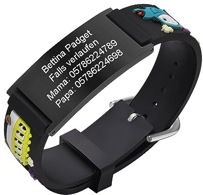 Notfallarmband SOS Armband Kinder Telefonnummer - Wasserfest Silikon Anti Verloren Kinder Namenarmband Identifikationsarmband Kinderarmband Personalisiertes Medizinisches ID Armband für Mädchen Jungen