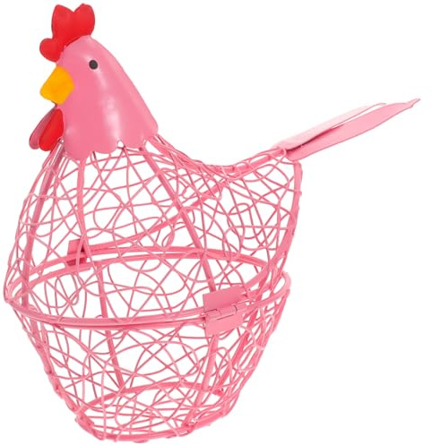 GOOHOCHY Iron Chicken Egg Basket for Kitchen Mesh Wire Hen Shape Egg Holder in Home Kitchen Stylish Storage Basket
