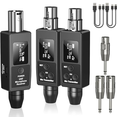 Sistema receptor transmisor de micrófono inalámbrico, transmisor XLR inalámbrico XLR para micrófono dinámico, mezclador de audio, receptor de guitarra para mezclador de audio, sistema PA
