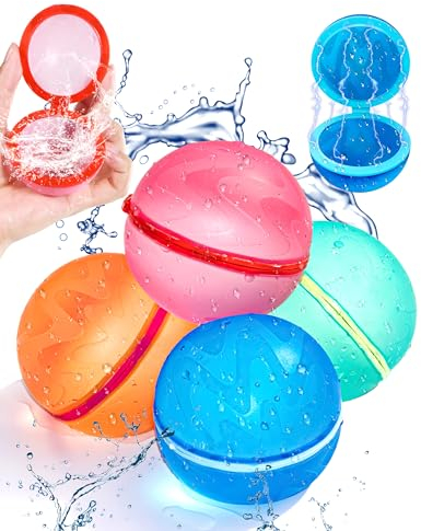 Wiederverwendbare Wasserbomben, Wasserballons mit Selbstschließende, Schnell befüllbare Funktion für Kinder Erwachsene, Wasserspiele, Strandspiele, Pool spiele
