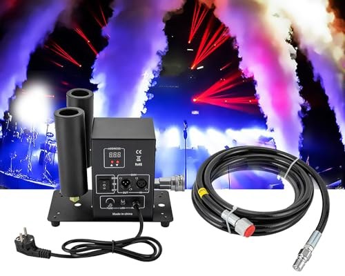 BLUEZY Máquina De Chorro De CO2 DMX, Máquina De Niebla De CO2, Máquina De Humo, Control DMX, Tubo Doble, para Efectos De Espectáculo De DJ En Escenario, Navidad, Espectáculos, Fiestas