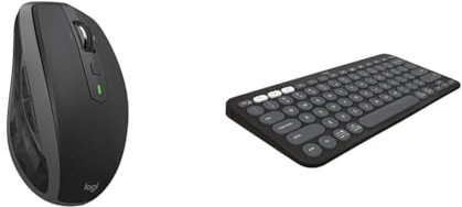 Logitech MX Anywhere 2S Wireless Mouse, Multi-Device, Bluetooth and 2.4 GHz with USB & Pebble Keys 2 K380s, Multi-Device Bluetooth Wireless Keyboard with Customisable Shortcuts,Slim and Portable