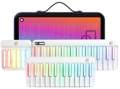 PopuPiano - Intelligente Klaviertastatur mit farbigen Beleuchtungstasten, Lautsprecher, intelligenter interaktiver Singen zusammen mit Akkorden, kostenlosen Unterricht und Spielunterricht, MIDI,