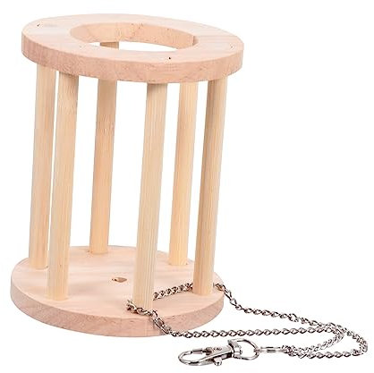SUPVOX Wooden Small Pet Hay Rack Food Feeder Chain Hanging Grass Rack for Rabbit Guinea Pig Chinchilla Feeding
