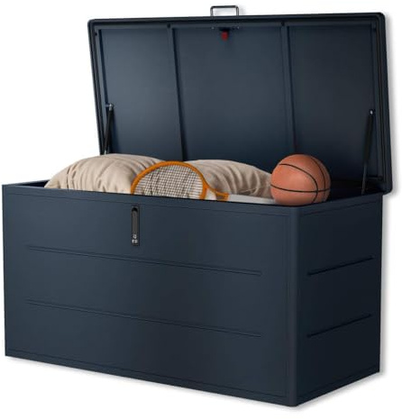 Metzler Auflagenbox, Gartenbox aus massivem Stahl | Aufbewahrungsbox für den Außenbereich | Pulverbeschichtet in RAL 7016 Anthrazit
