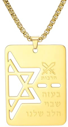 VASSAGO Davidsstjärna halsband hebreiska välsignelser halsband judisk stjärna halsband rostfritt stål hundbricka hänge religiösa Israel smycken, En storlek, Rostfritt stål, Ingen ädelsten