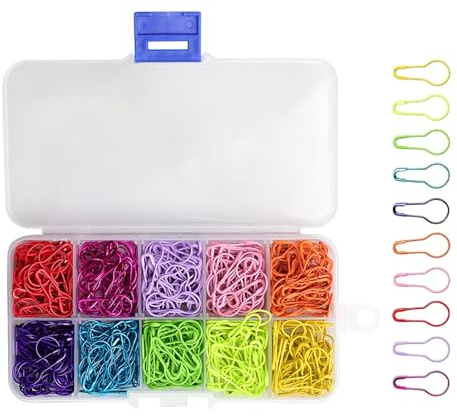 JOYIAL Maschenmarkierer Metall, Sicherheitsnadeln, 500 Stück Birne Pins, 10 Farben Calabash Pin Metall, Kürbis Pins, Safety Pins für Kunsthandwerk Nähen für DIY Basteln und Kleidung