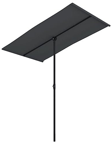 JHQHSM Ombrellone da Giardino con Palo in Alluminio, Ombrellone da spiaggia Ombrellone Decentrato Ombrelloni da esterno Adatto per Spiaggia di sabbia Bar Piscina Giardino 2x1,5 m Nero